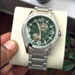 Green Dial Silver Chain Men Watch